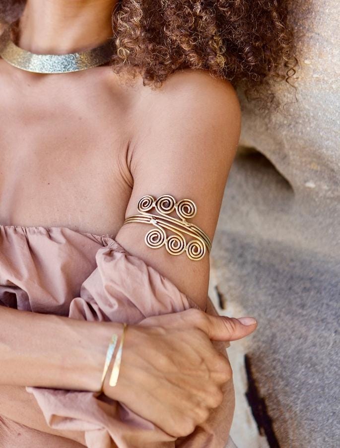 Bohemian upper arm bracelet / Brass jewelry / Hypoallergenic jewelry
