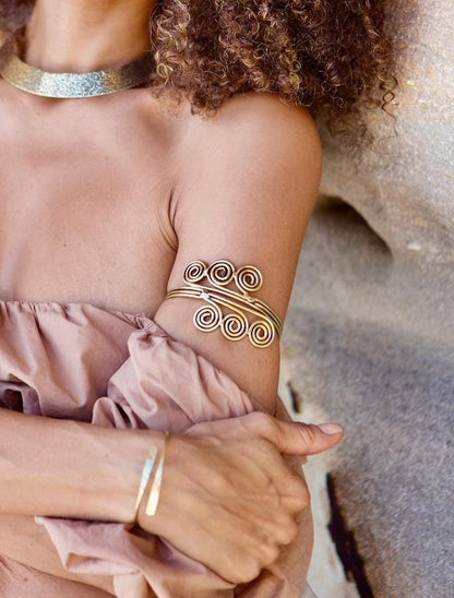 Silver Upper Arm Bracelet, Boho Arm Cuff, Spiral Armlet, Silver Plated Arm Bracelet, Bohemian Jewellery