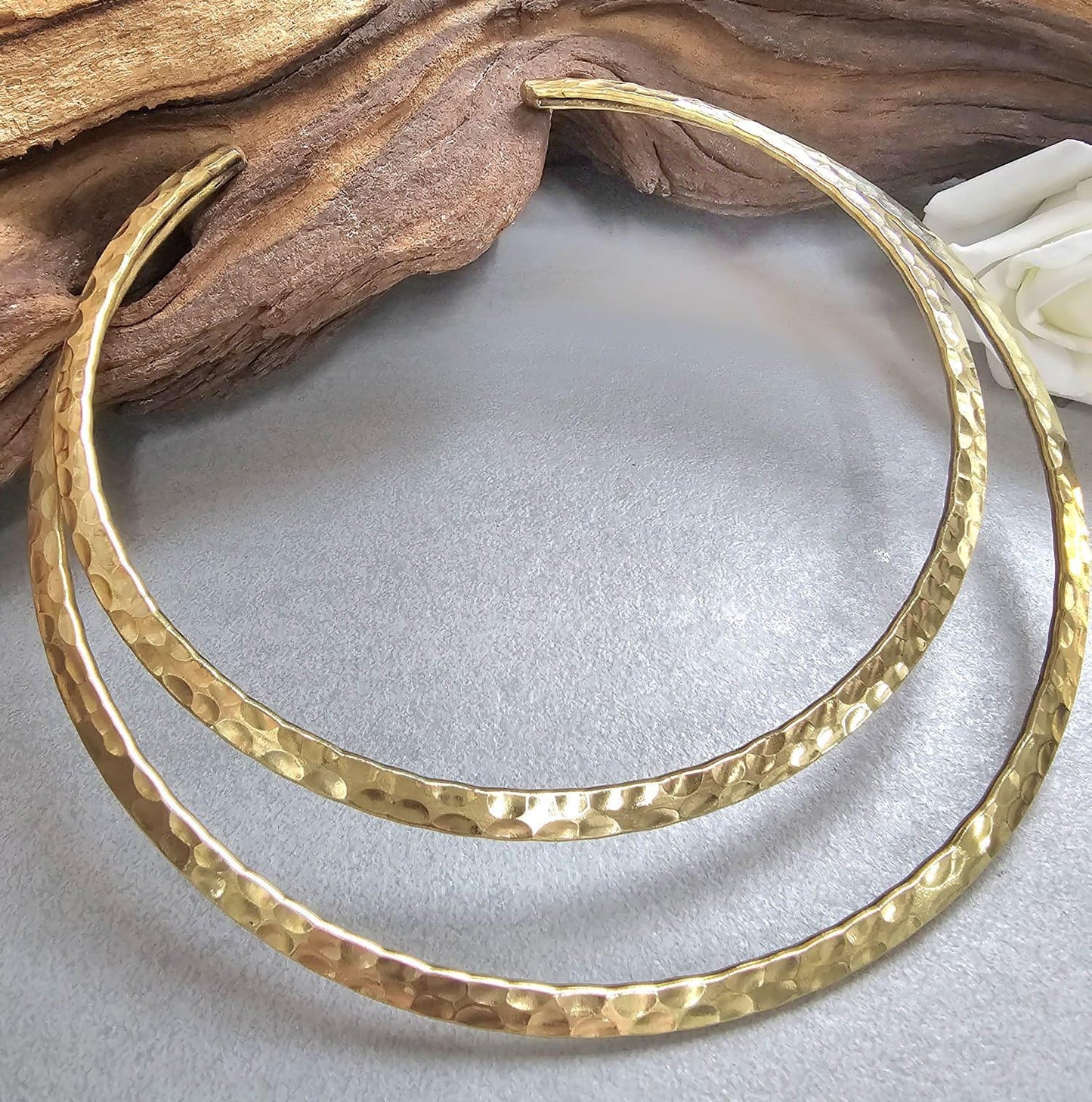 Raw Brass Hammered Choker Necklace, Brass Necklace, Boho Statement Choker, Minimalist Gold chocker, Handmade Brass Jewellery