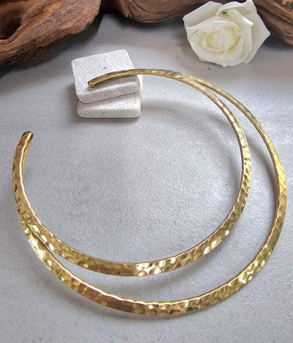 Raw Brass Hammered Choker Necklace, Brass Necklace, Boho Statement Choker, Minimalist Gold chocker, Handmade Brass Jewellery
