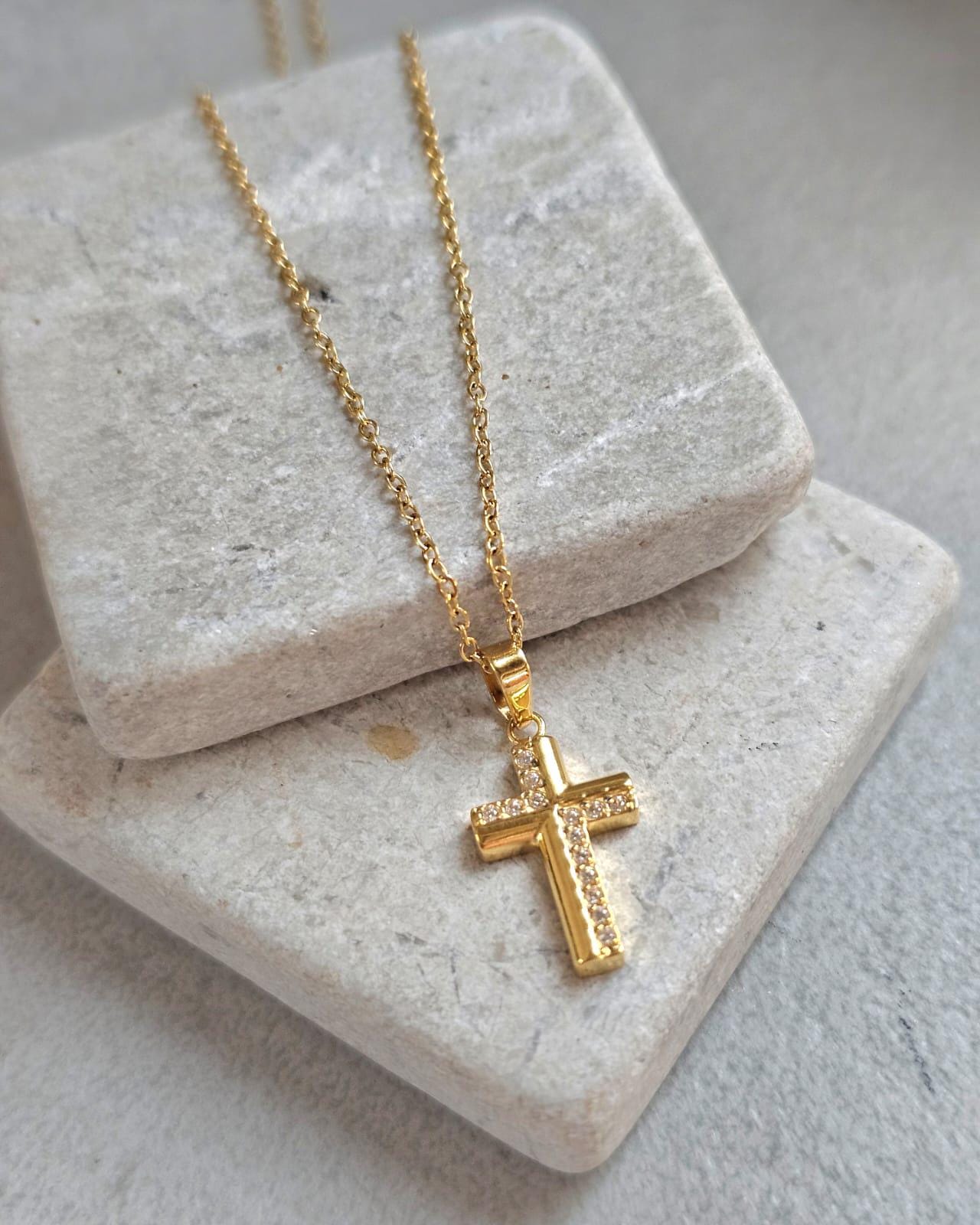18K Gold Cross Necklace 19 Inch Chain, Jesus Cross Pendant, Gold Plated Cross Necklace, Faith Necklace, Christian Jewellery, Religious Gift