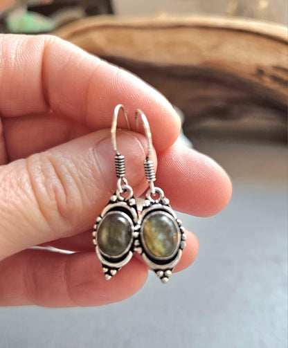 Dainty silver dangle earrings / Silver plated jewelry