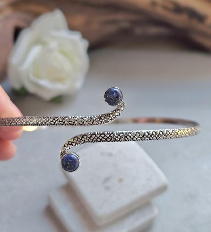 Silver Upper Arm Bracelet | Textured Arm Cuff | Adjustable Boho Statement Jewellery