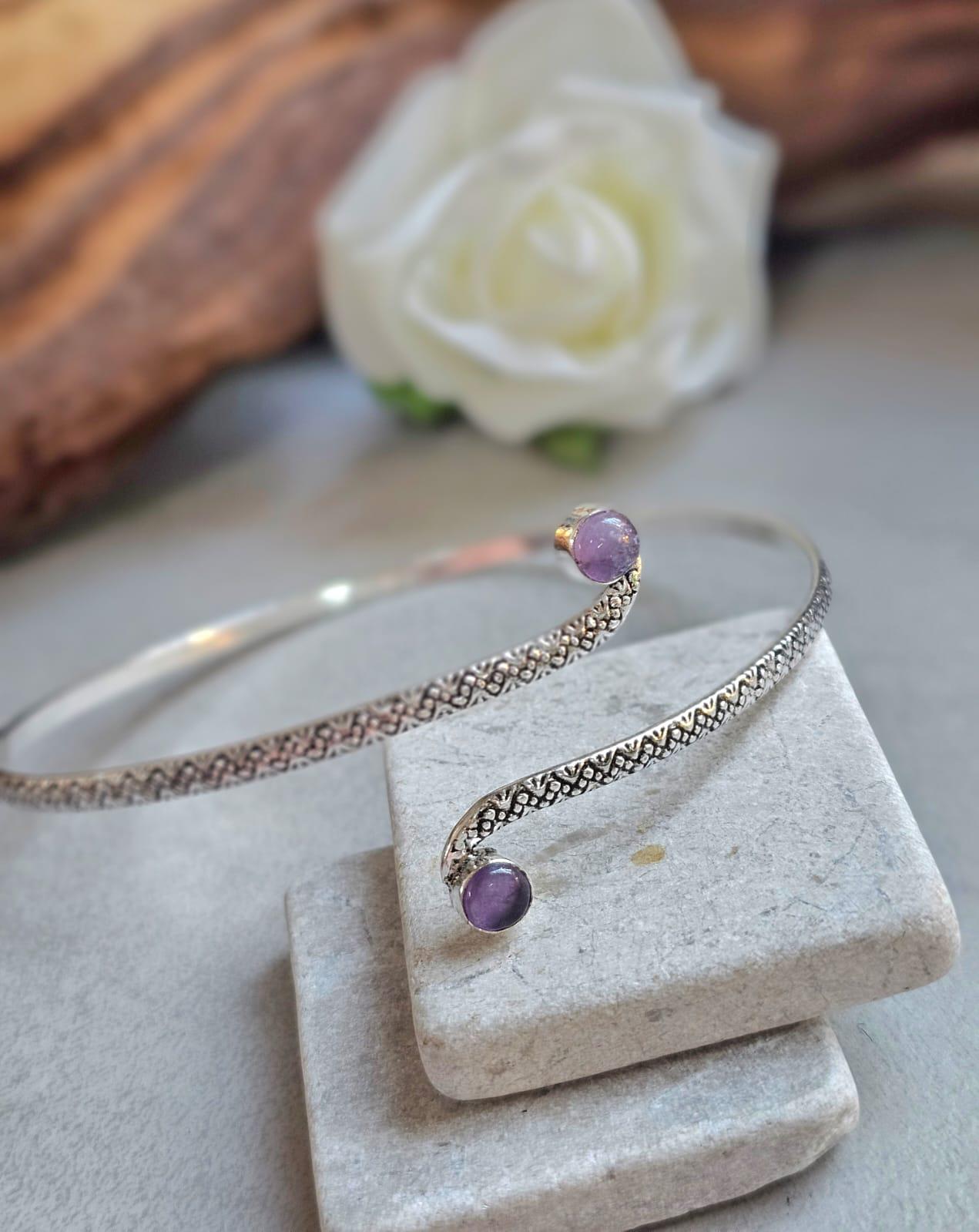 Silver Upper Arm Bracelet | Textured Arm Cuff | Adjustable Boho Statement Jewellery