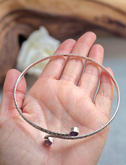 Silver Upper Arm Bracelet | Textured Arm Cuff | Adjustable Boho Statement Jewellery