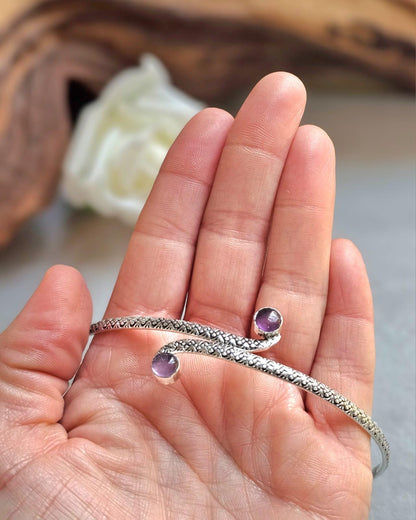 Silver Upper Arm Bracelet | Textured Arm Cuff | Adjustable Boho Statement Jewellery