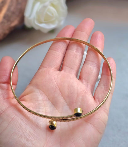 Raw Brass Textured Upper Arm Bracelet | Adjustable Boho Arm Cuff | Statement Jewellery