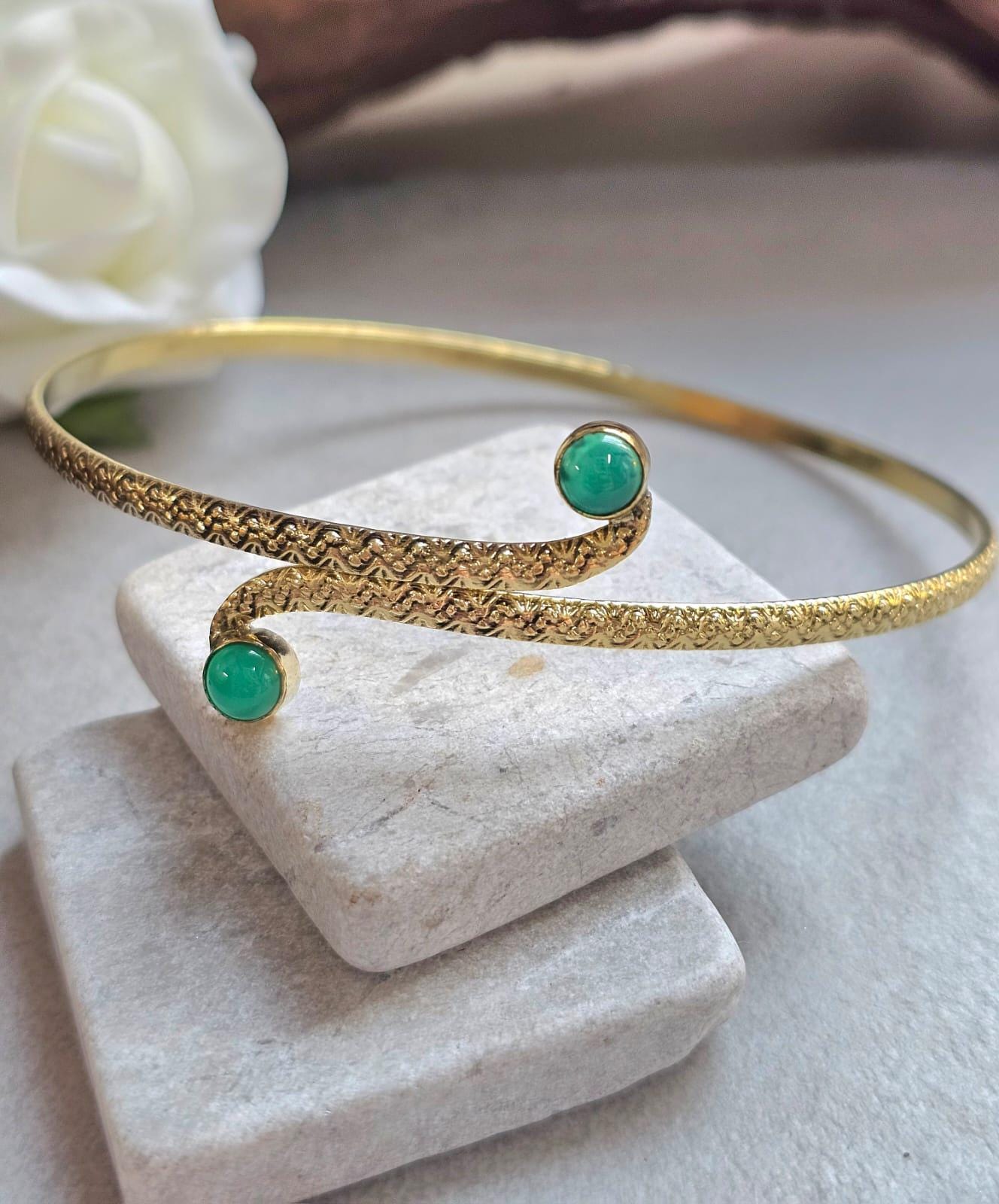 Raw Brass Textured Upper Arm Bracelet | Adjustable Boho Arm Cuff | Statement Jewellery