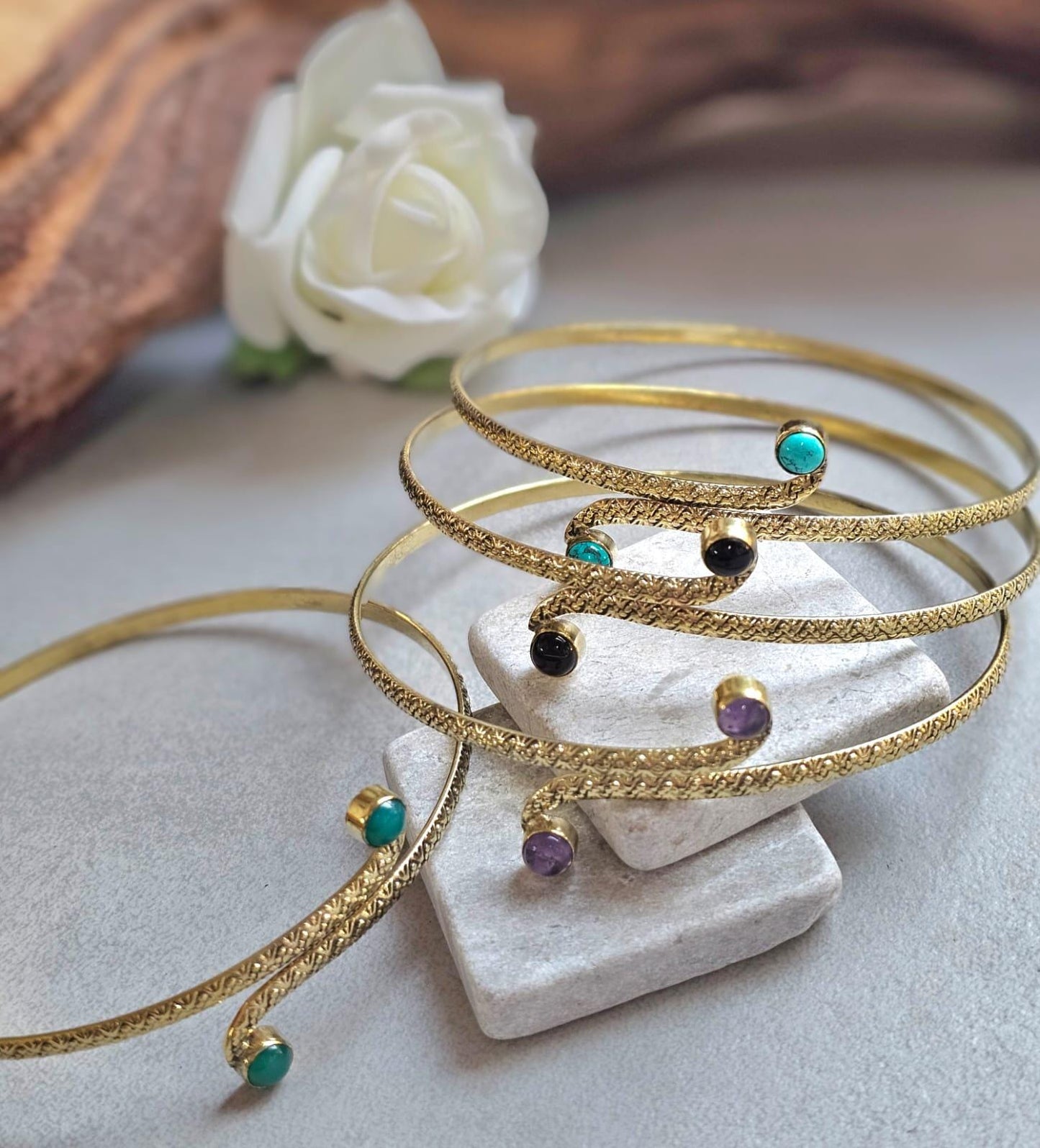 Raw Brass Textured Upper Arm Bracelet | Adjustable Boho Arm Cuff | Statement Jewellery