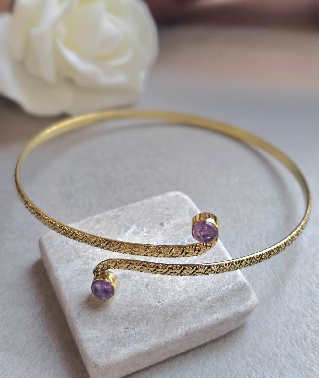 Raw Brass Textured Upper Arm Bracelet | Adjustable Boho Arm Cuff | Statement Jewellery