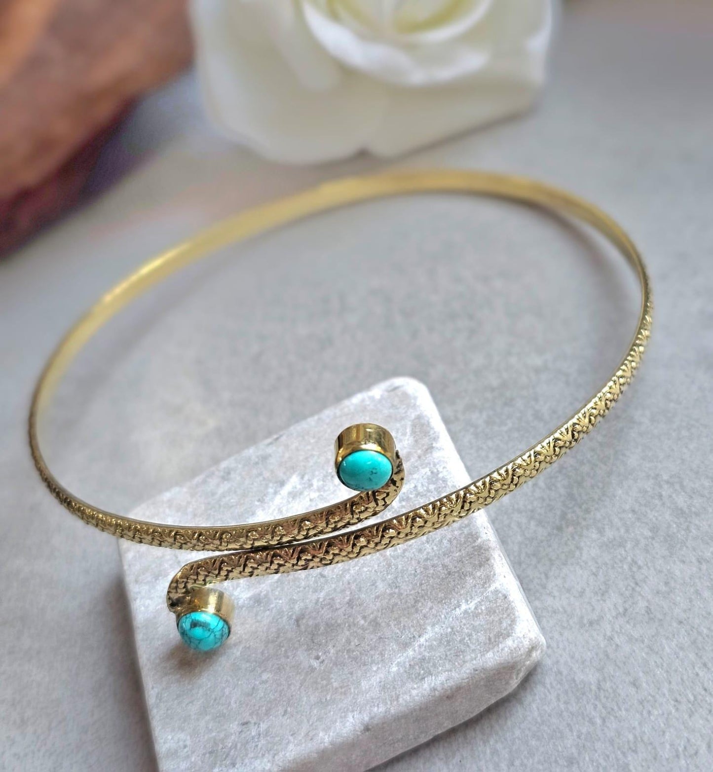 Raw Brass Textured Upper Arm Bracelet | Adjustable Boho Arm Cuff | Statement Jewellery