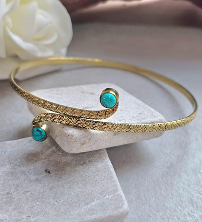 Raw Brass Textured Upper Arm Bracelet | Adjustable Boho Arm Cuff | Statement Jewellery