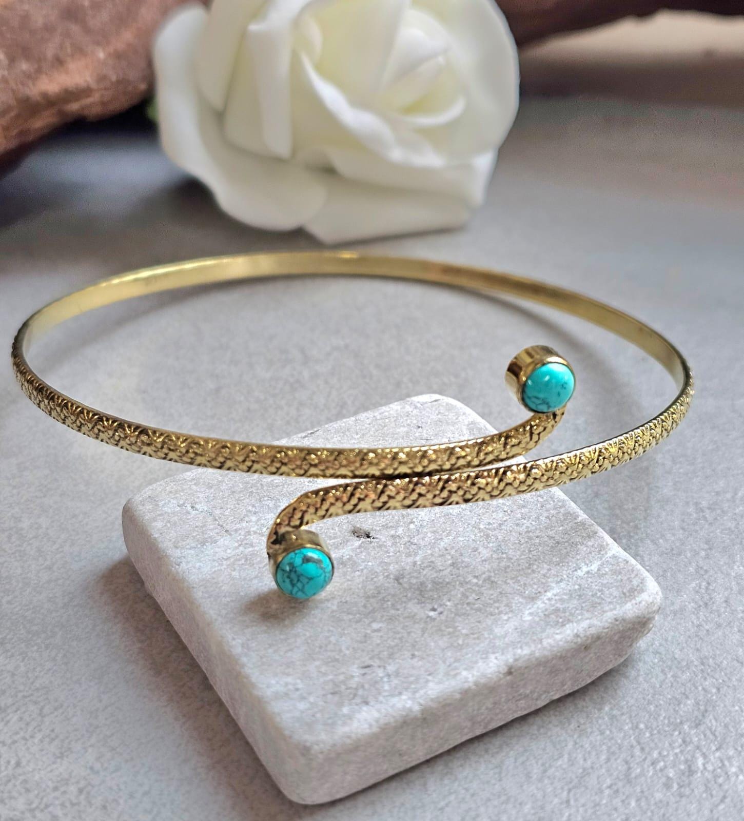 Raw Brass Textured Upper Arm Bracelet | Adjustable Boho Arm Cuff | Statement Jewellery