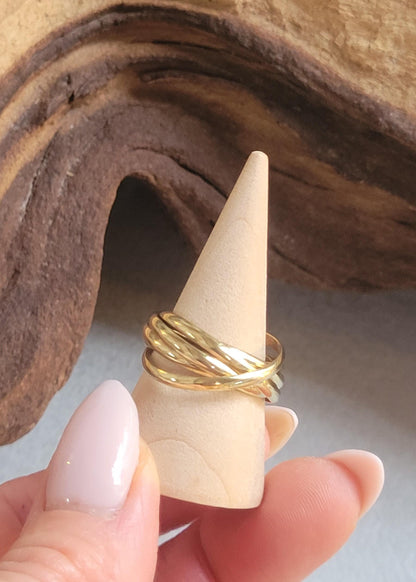 Raw Brass Five Band Ring | Stacked Brass Ring | Minimal Bohemian Jewellery | Handmade Statement Ring