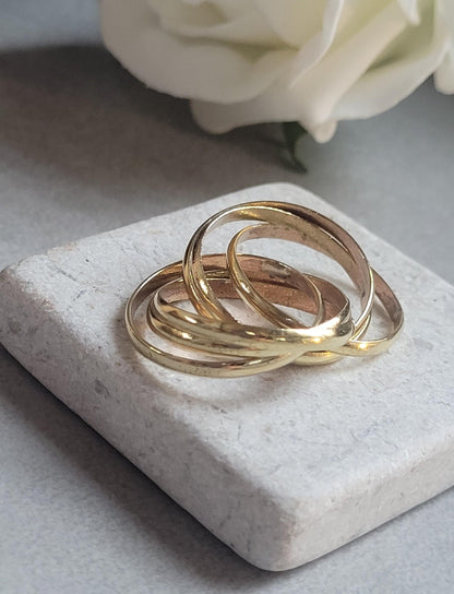 Raw Brass Five Band Ring | Stacked Brass Ring | Minimal Bohemian Jewellery | Handmade Statement Ring