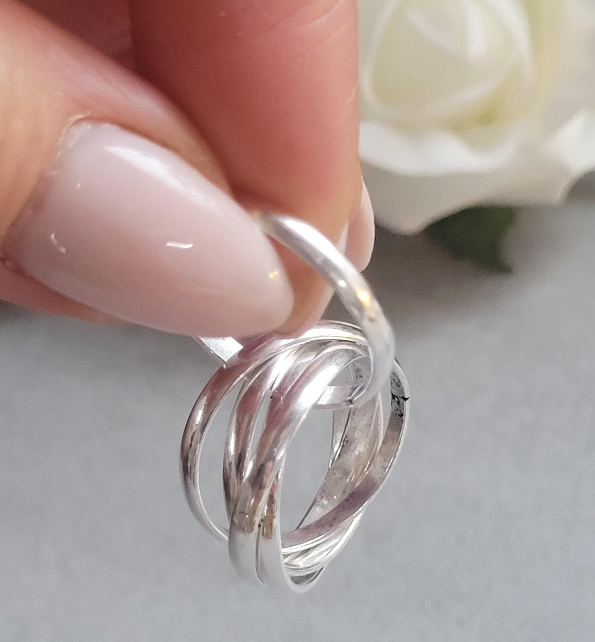 Silver Five Band Ring | Stacked Silver Ring | Minimal Bohemian Jewellery | Handmade Statement Ring