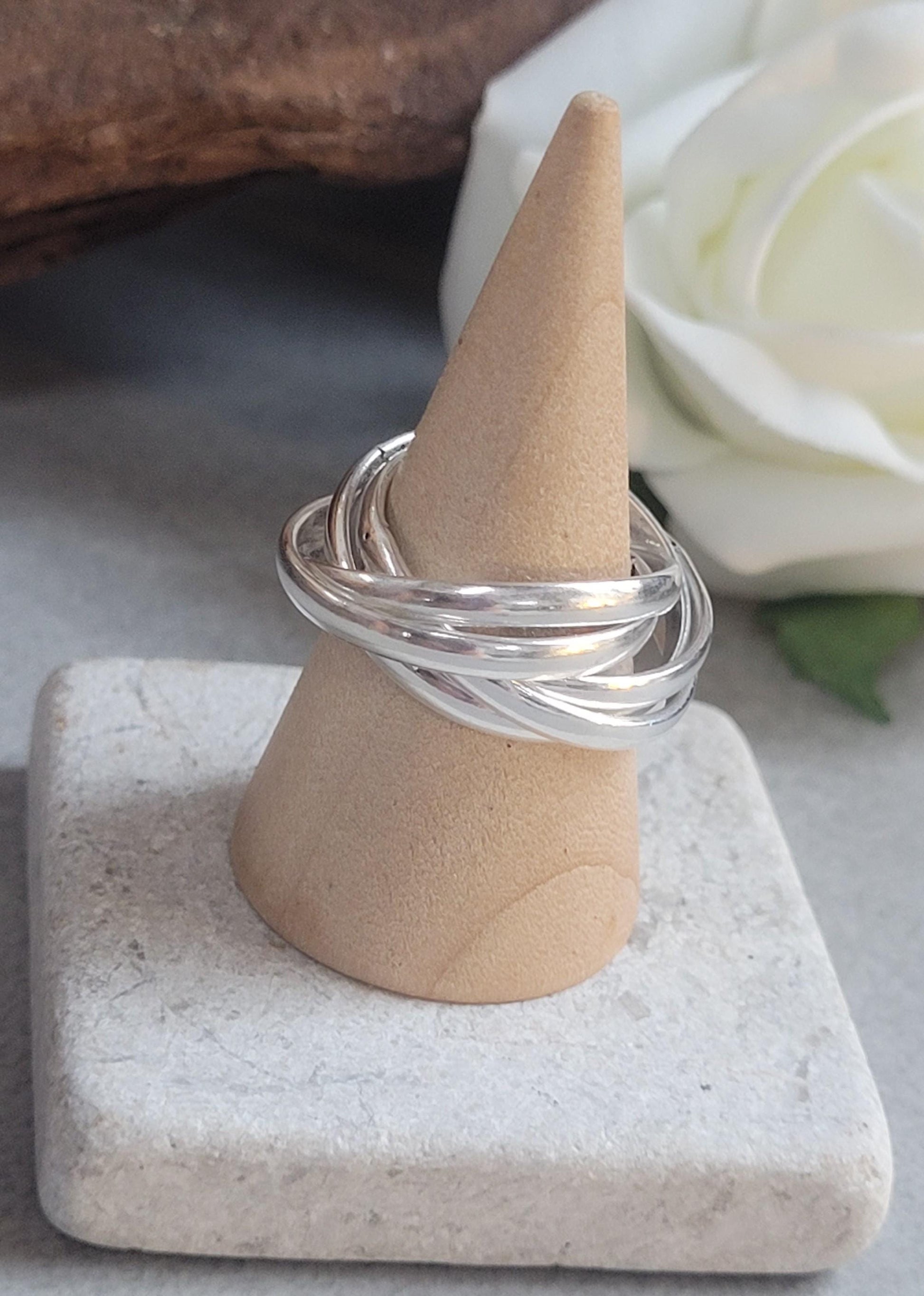 Silver Five Band Ring | Stacked Silver Ring | Minimal Bohemian Jewellery | Handmade Statement Ring