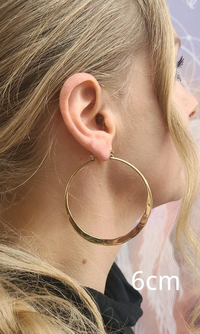 Brass hammered hoops / Hoop earrings / Small hoops / Large hoops / Unique / Free shipping