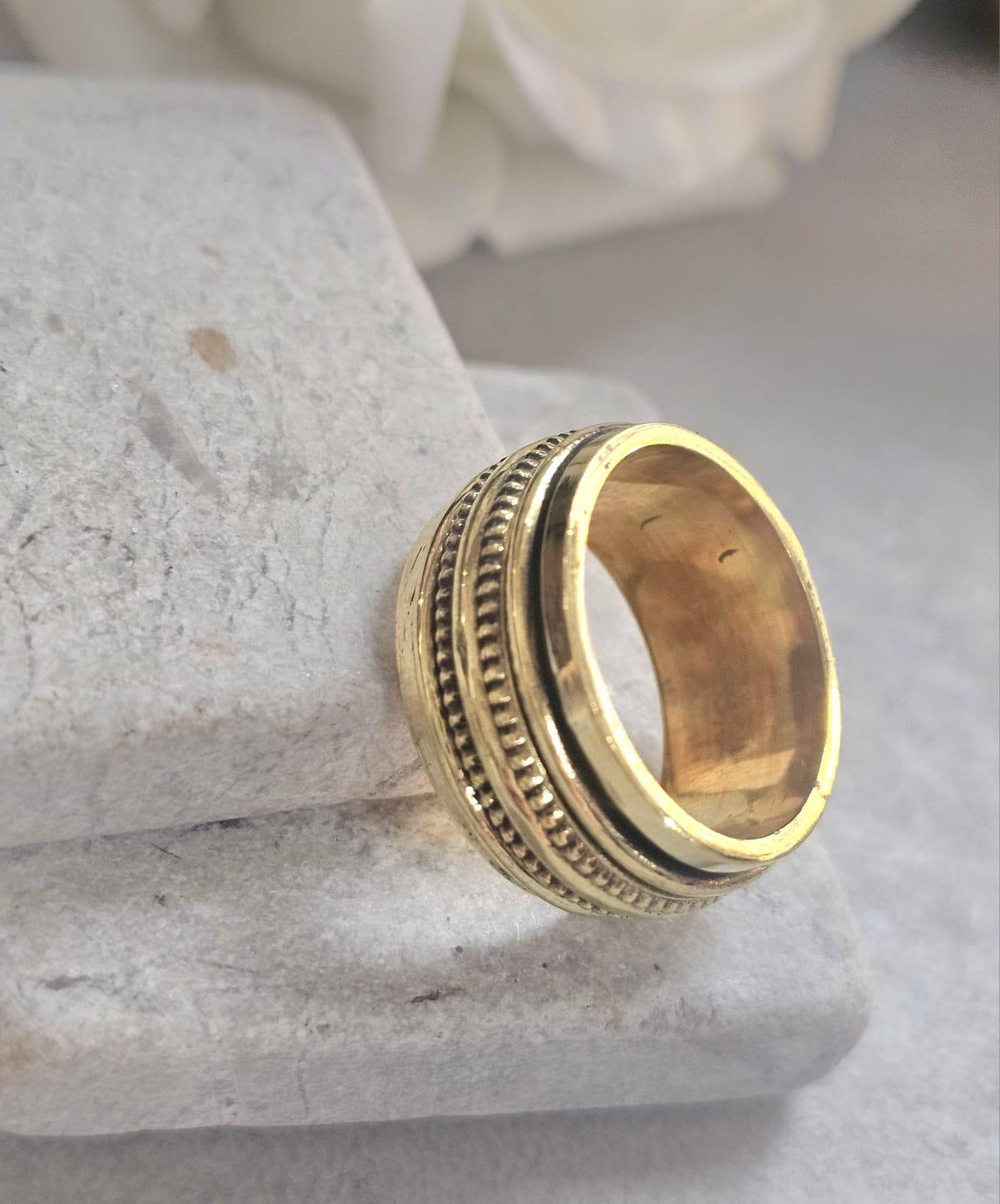 Raw Brass Spinner Ring – Nickel Free Hypoallergenic Wide Band