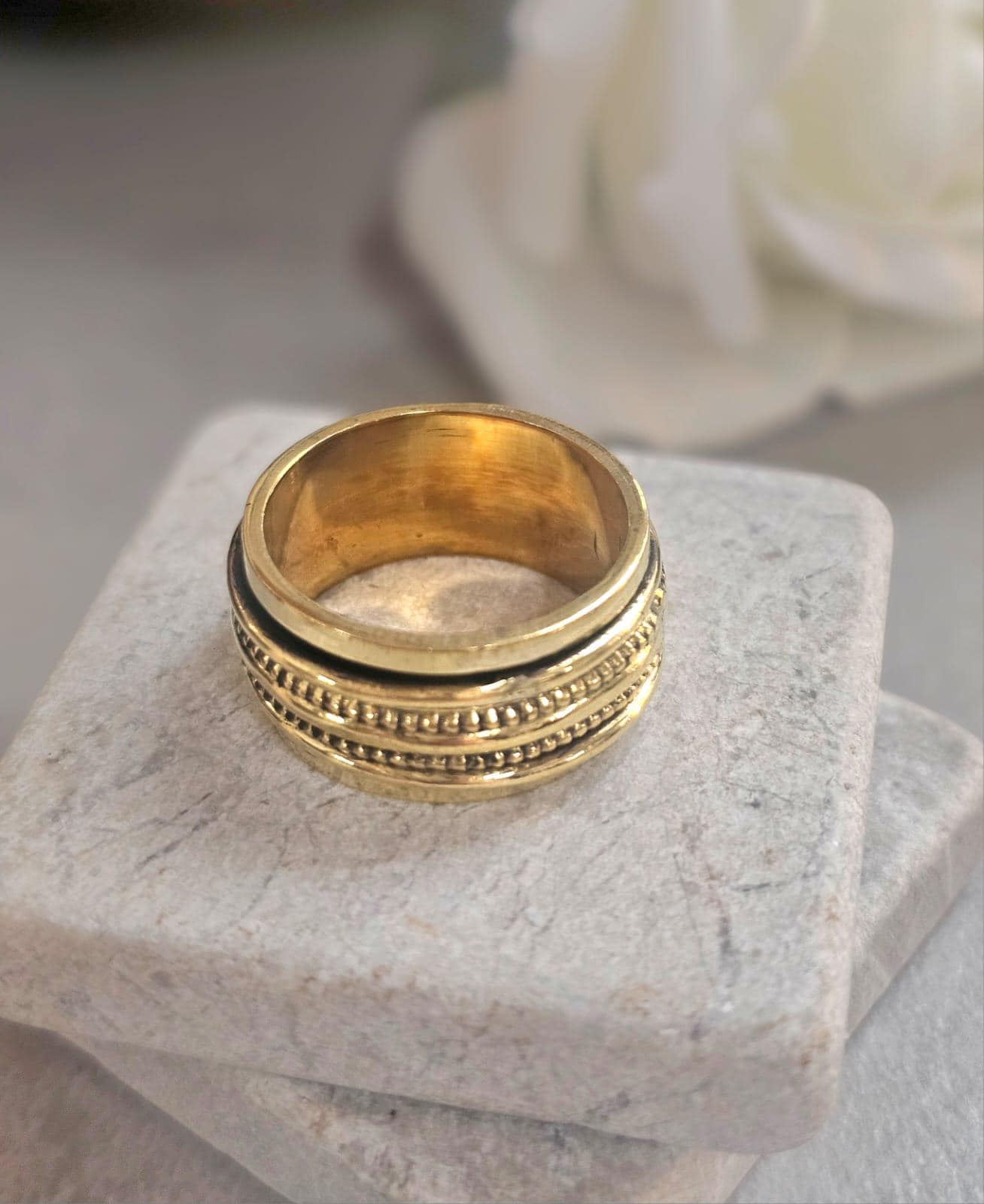Raw Brass Spinner Ring – Nickel Free Hypoallergenic Wide Band