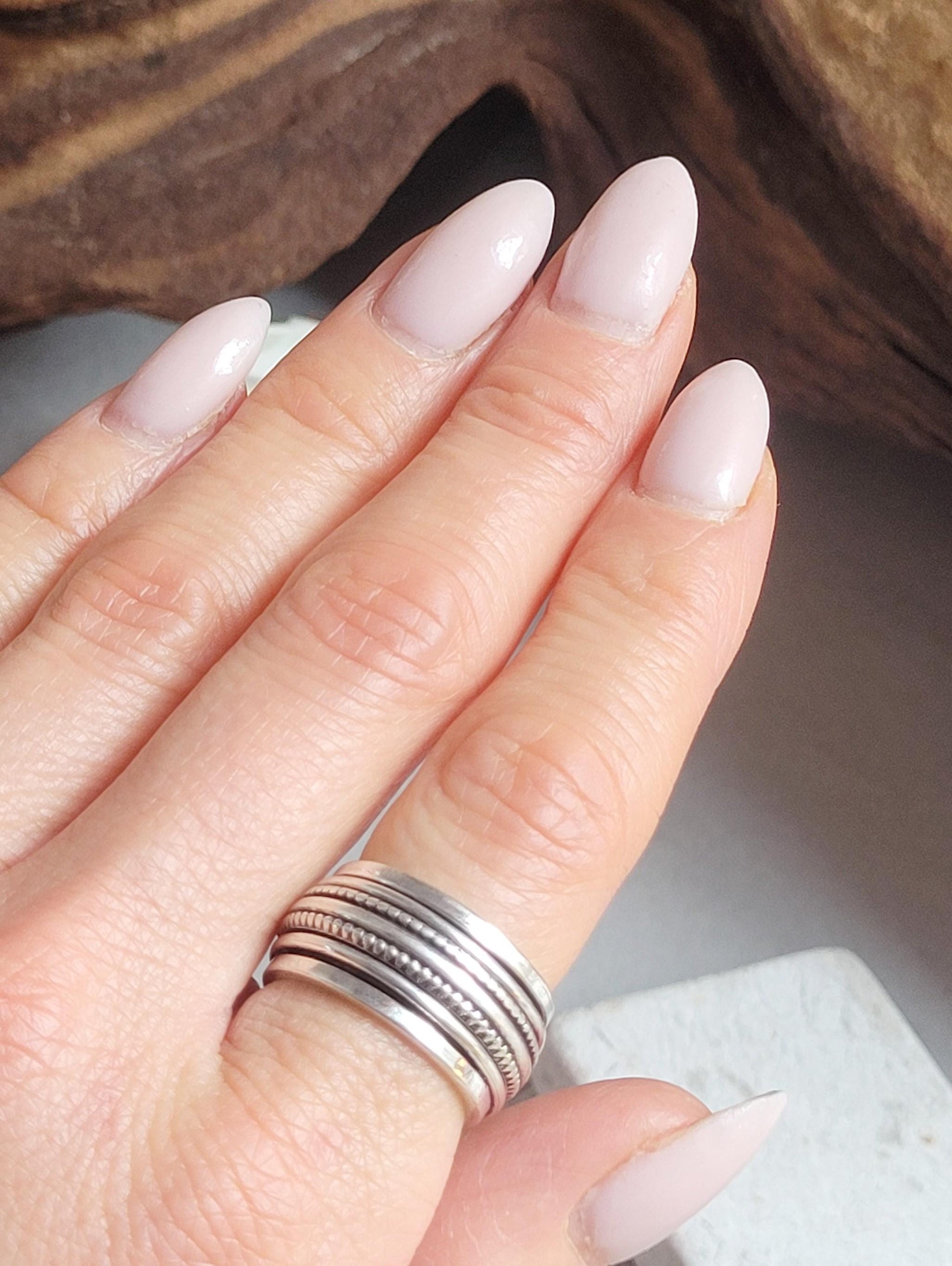Silver Plated Spinner Ring – Wide Band Ring – Textured Rotating Design – Everyday Mindful Jewellery