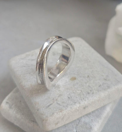 Minimalist Silver Plated Organic Ring | Hypoallergenic Statement Band | Modern Jewellery