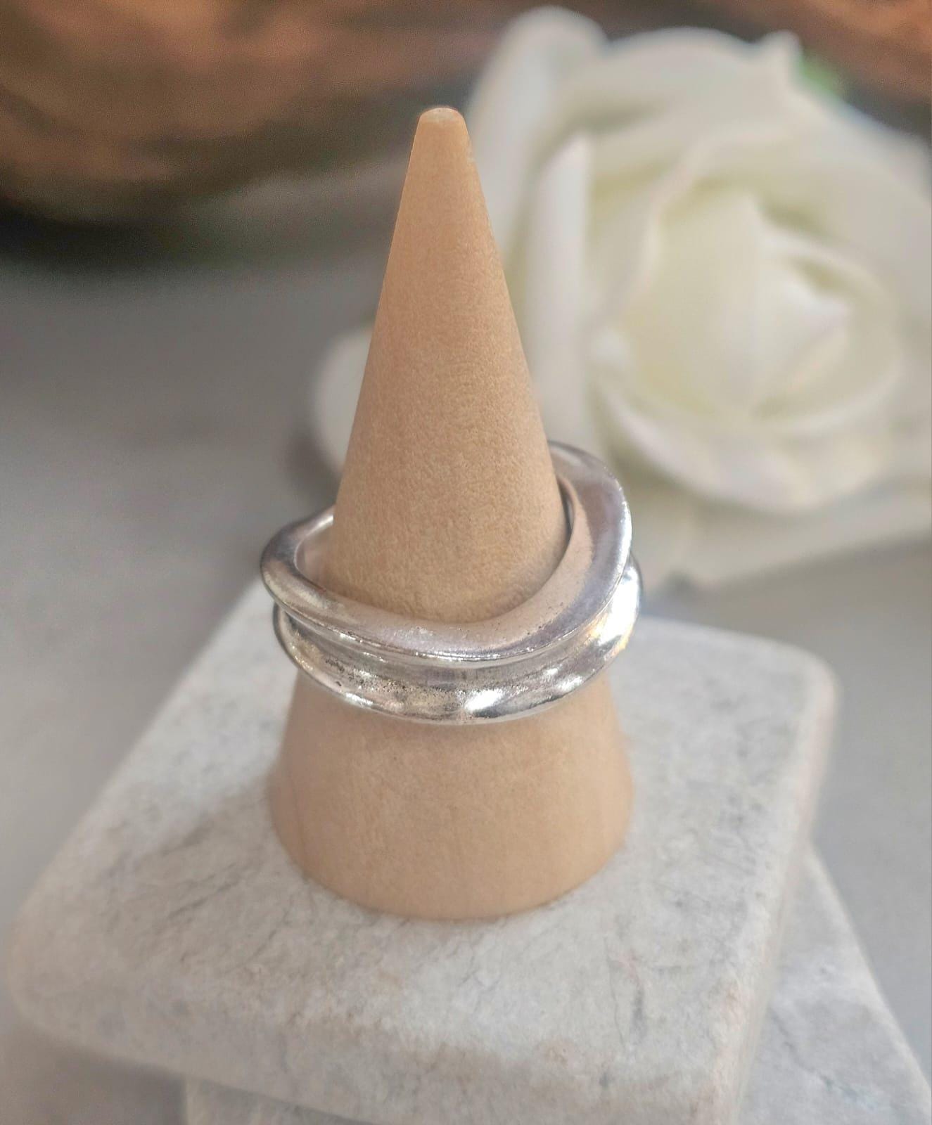 Minimalist Silver Plated Organic Ring | Hypoallergenic Statement Band | Modern Jewellery