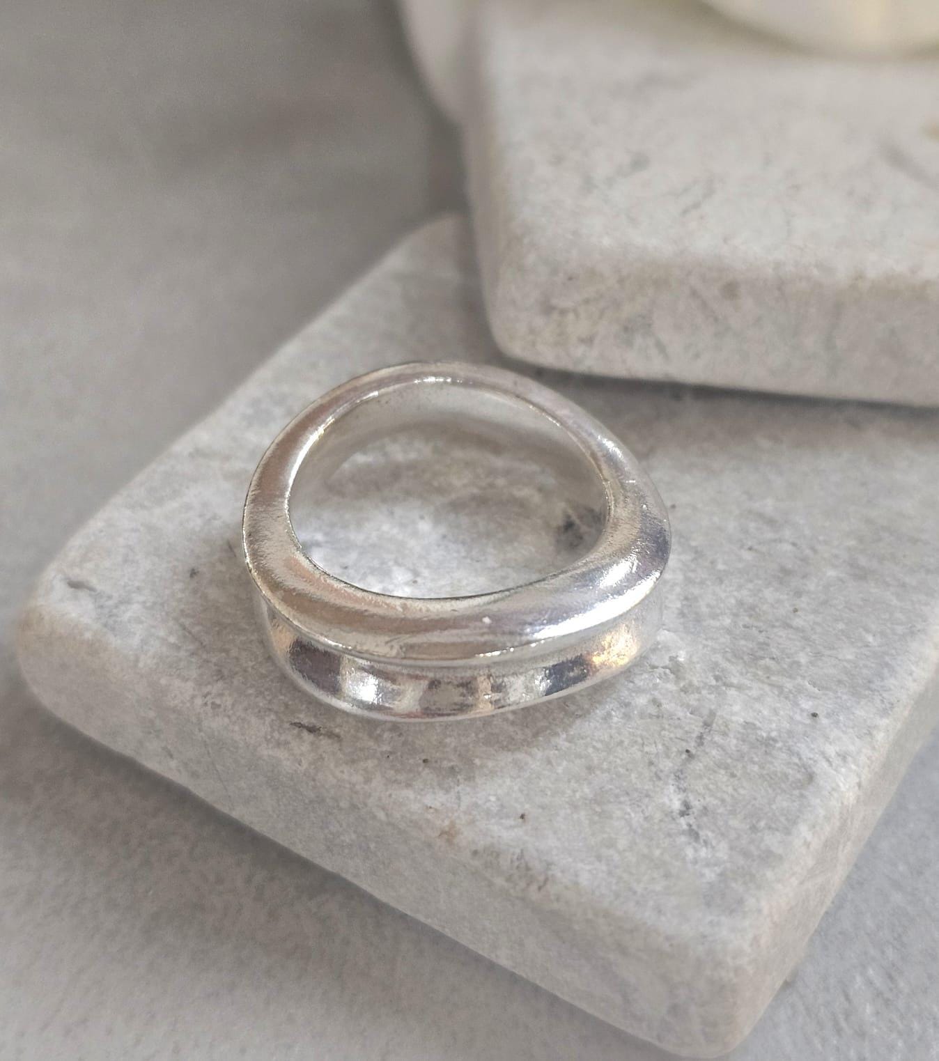 Minimalist Silver Plated Organic Ring | Hypoallergenic Statement Band | Modern Jewellery