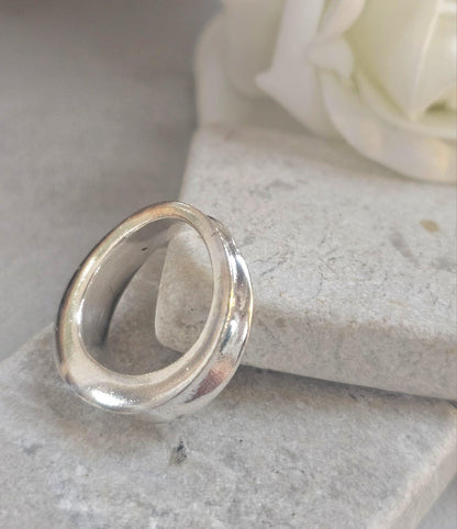 Minimalist Silver Plated Organic Ring | Hypoallergenic Statement Band | Modern Jewellery