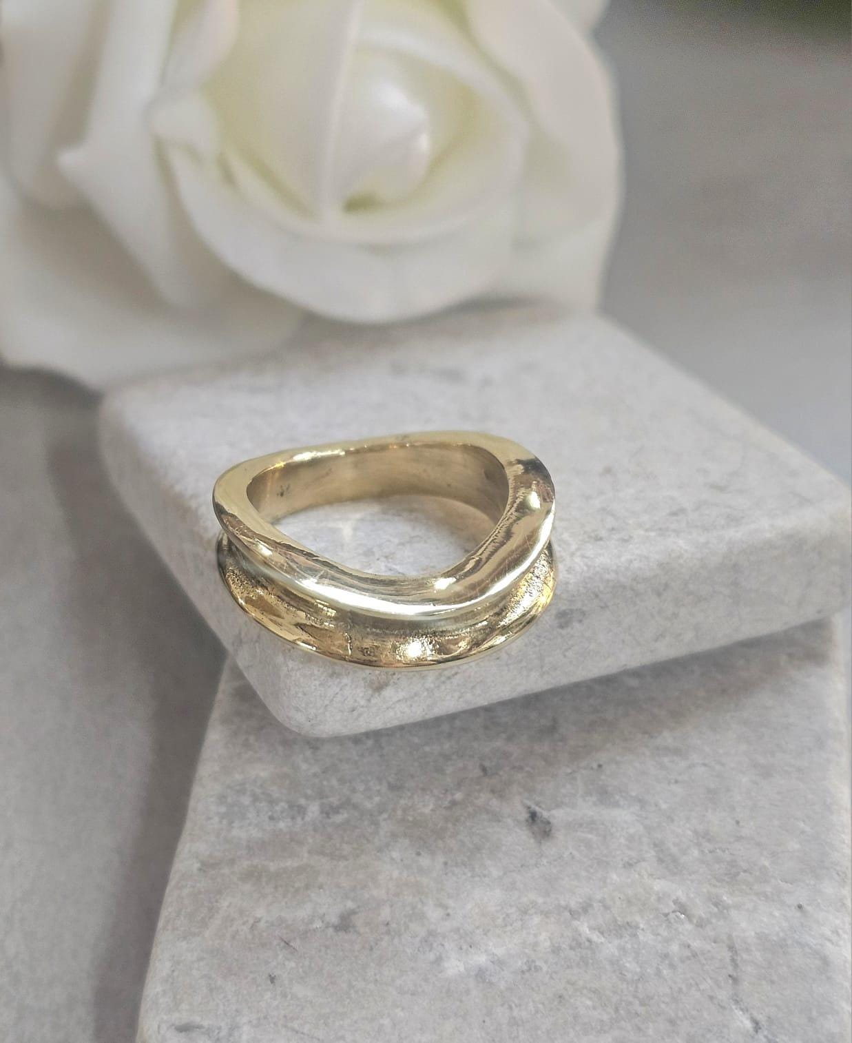Raw Brass Organic Ring | Minimal Sculptural Band | Handmade Style Statement Ring