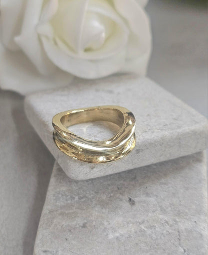 Raw Brass Organic Ring | Minimal Sculptural Band | Handmade Style Statement Ring