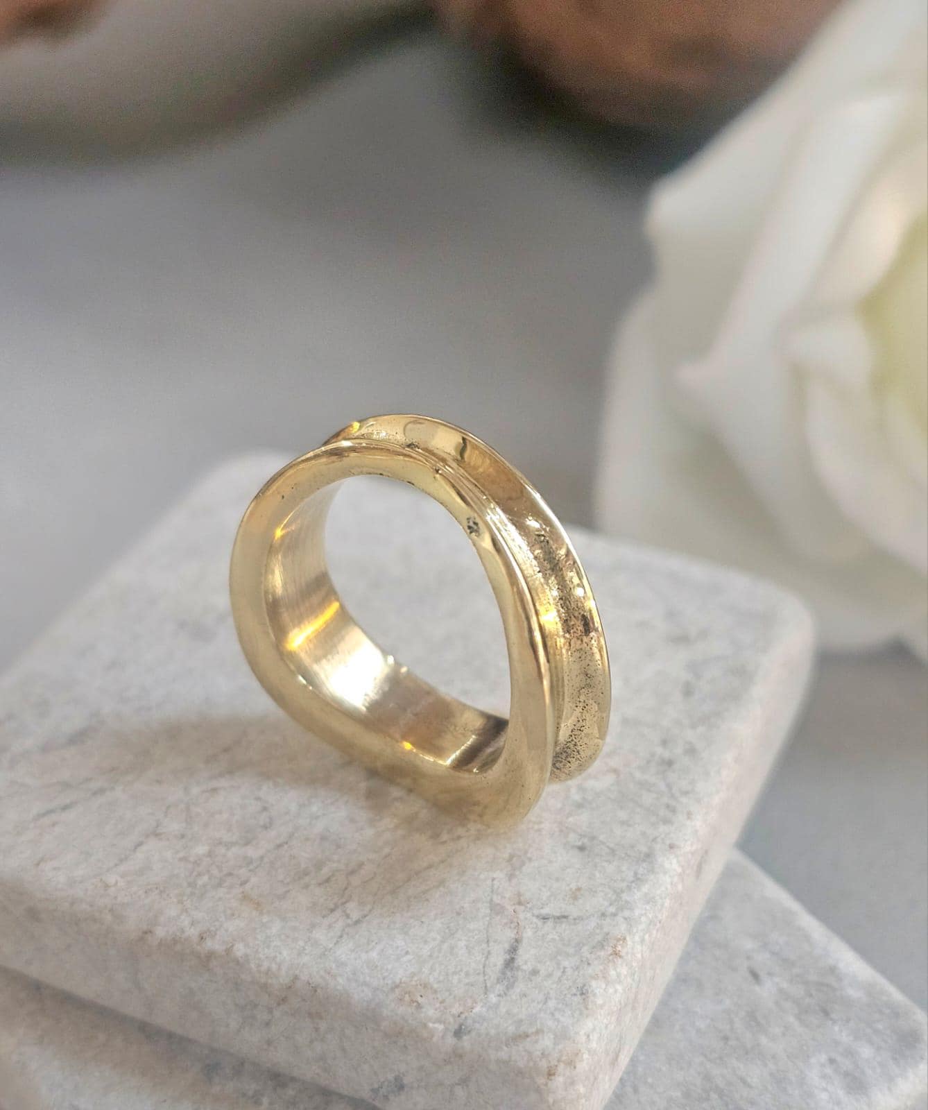 Raw Brass Organic Ring | Minimal Sculptural Band | Handmade Style Statement Ring