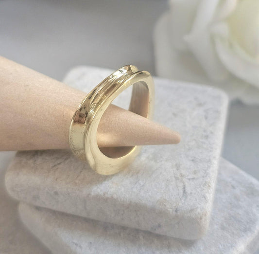 Raw Brass Organic Ring | Minimal Sculptural Band | Handmade Style Statement Ring