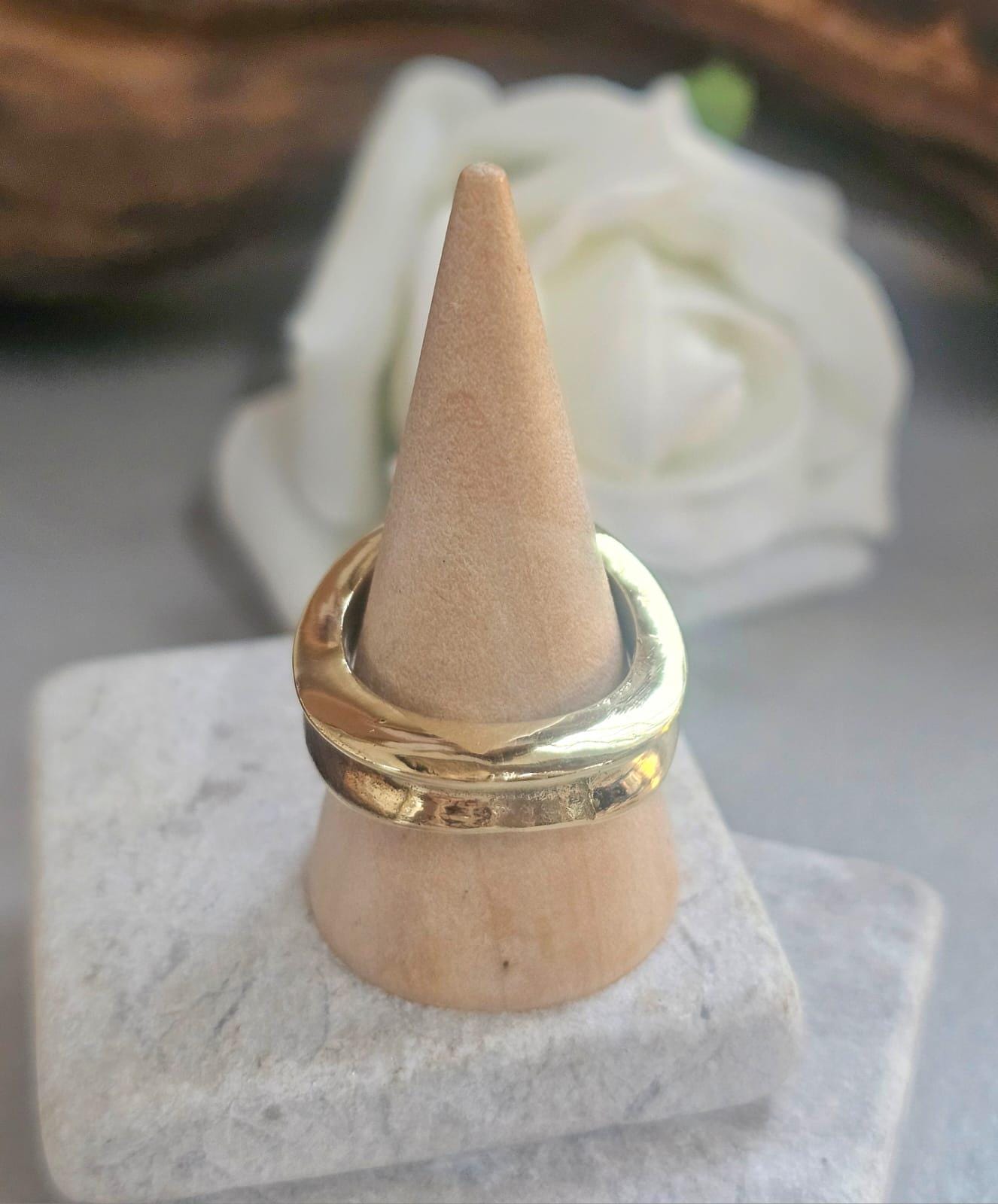 Raw Brass Organic Ring | Minimal Sculptural Band | Handmade Style Statement Ring