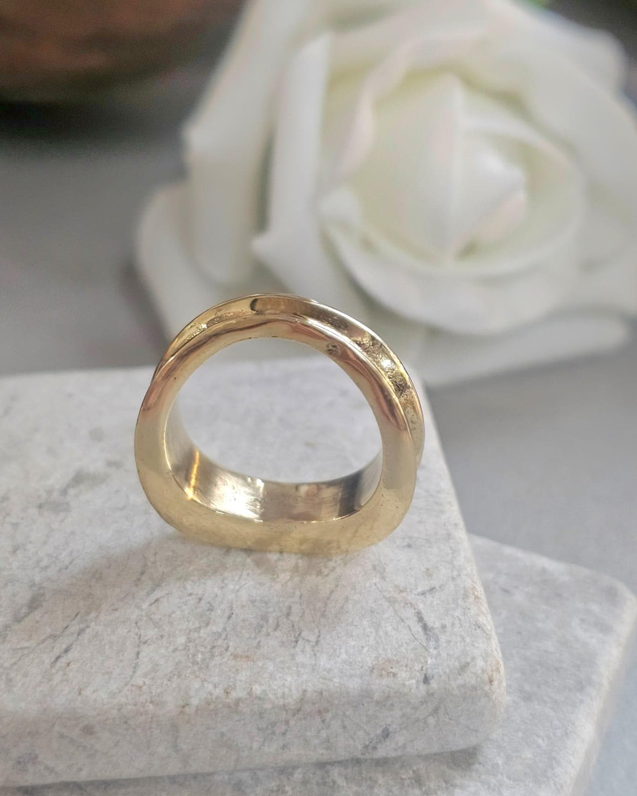 Raw Brass Organic Ring | Minimal Sculptural Band | Handmade Style Statement Ring