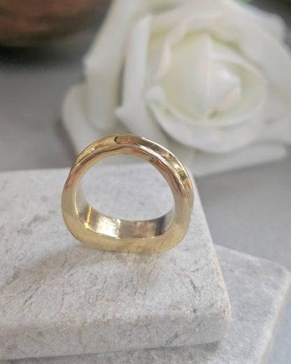 Raw Brass Organic Ring | Minimal Sculptural Band | Handmade Style Statement Ring