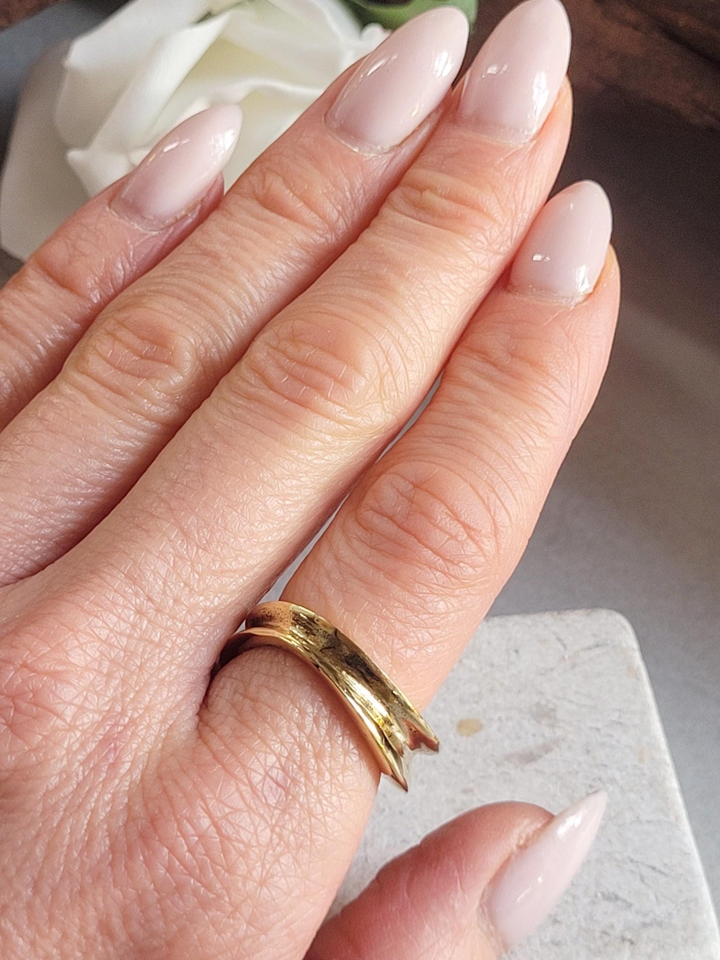 Raw Brass Organic Ring | Minimal Sculptural Band | Handmade Style Statement Ring