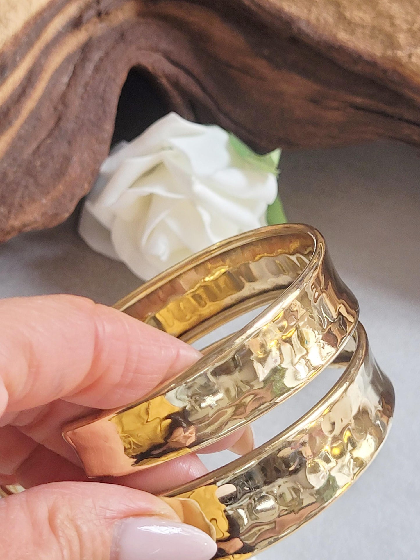 Raw Brass Arm Cuff | Minimal Hammered Arm Bracelet | Bohemian Statement Jewellery