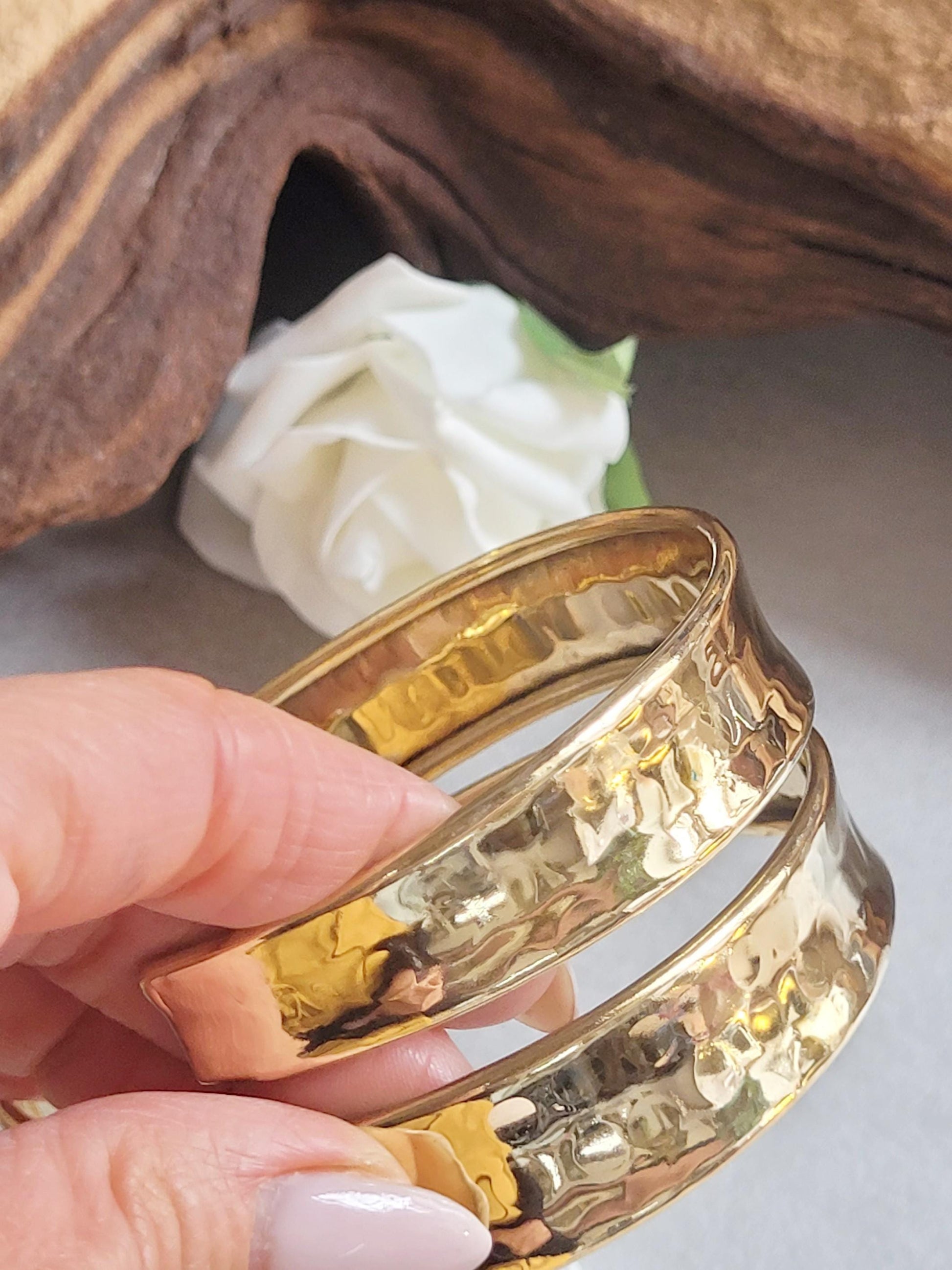 Raw Brass Arm Cuff | Minimal Hammered Arm Bracelet | Bohemian Statement Jewellery