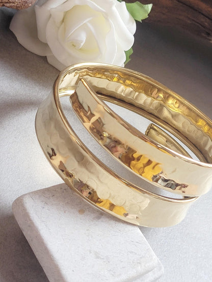 Raw Brass Arm Cuff | Minimal Hammered Arm Bracelet | Bohemian Statement Jewellery
