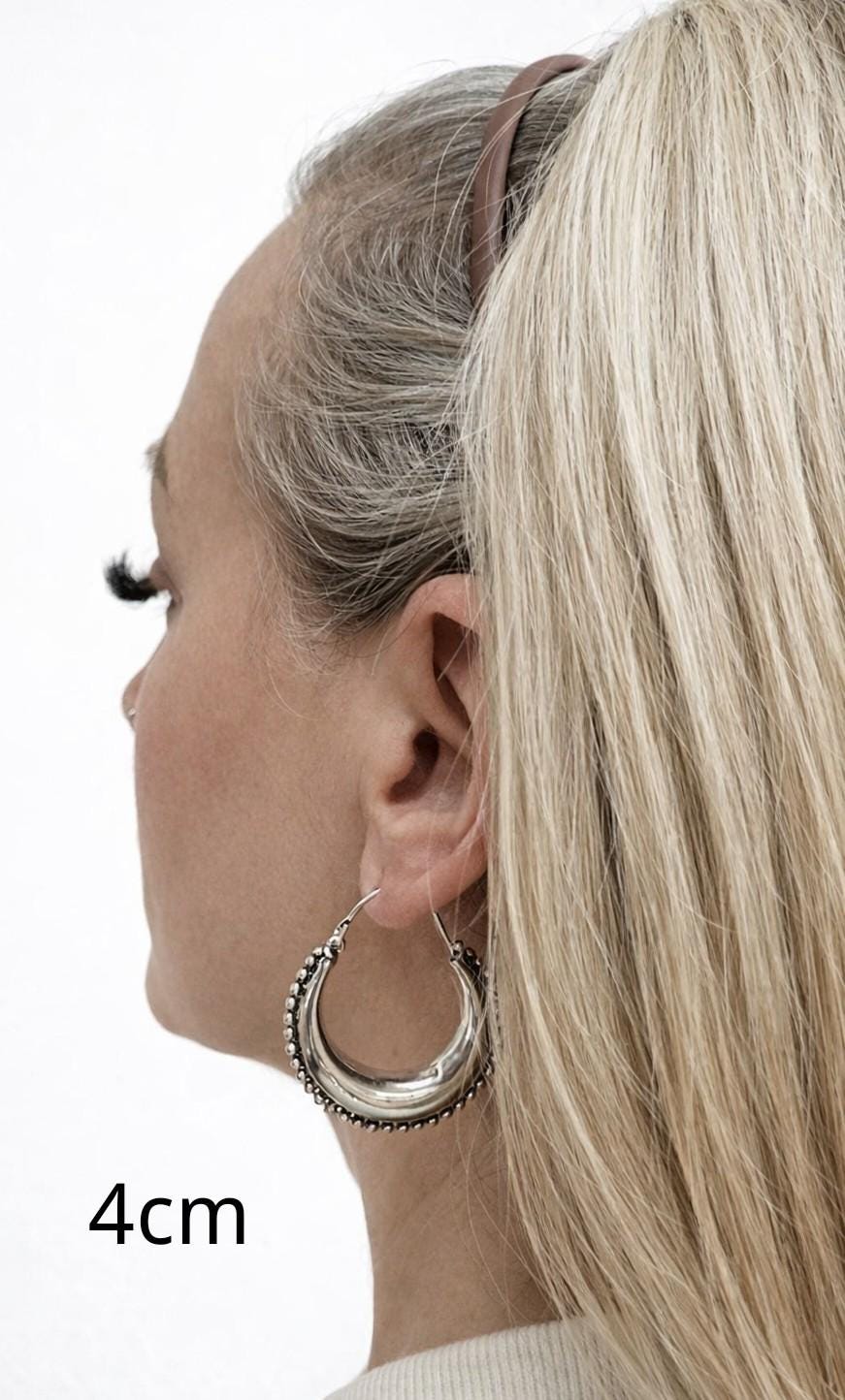 Silver Boho Hoop Earrings – Tribal Crescent Hoops – Silver Plated, Nickel & Lead Free – Statement Earrings – Available in 6 Sizes