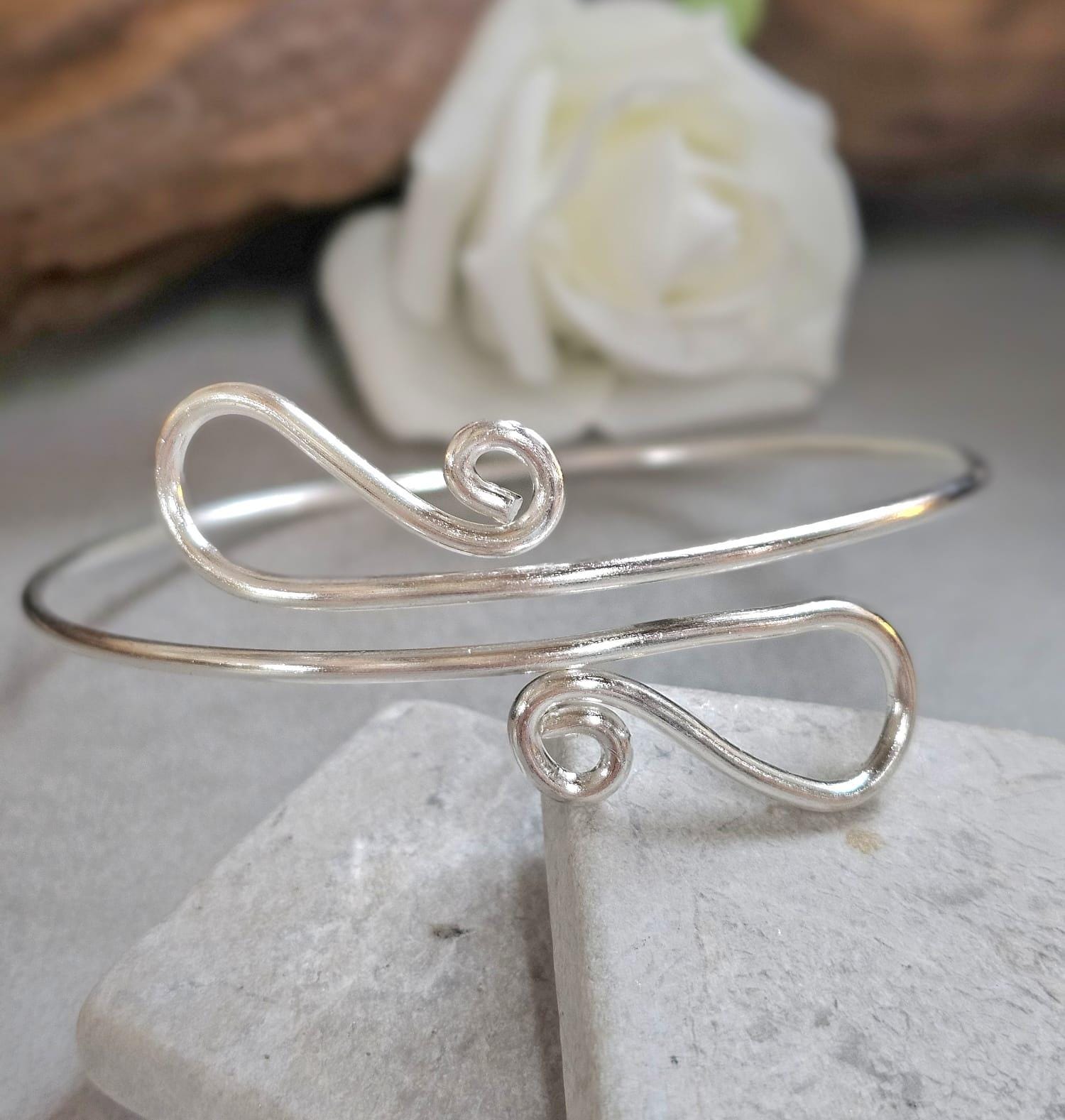 Upper Arm Bracelet Silver Plated, Boho Arm Cuff, Adjustable Armlet, Arm Bracelet, Bohemian Jewellery, Festival Jewellery, Gift for Her