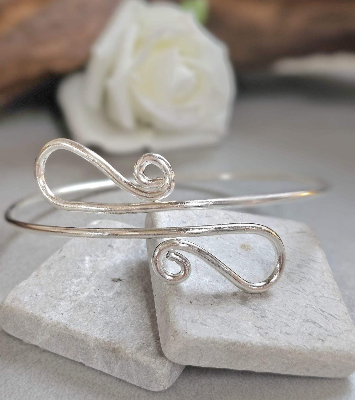 Upper Arm Bracelet Silver Plated, Boho Arm Cuff, Adjustable Armlet, Arm Bracelet, Bohemian Jewellery, Festival Jewellery, Gift for Her