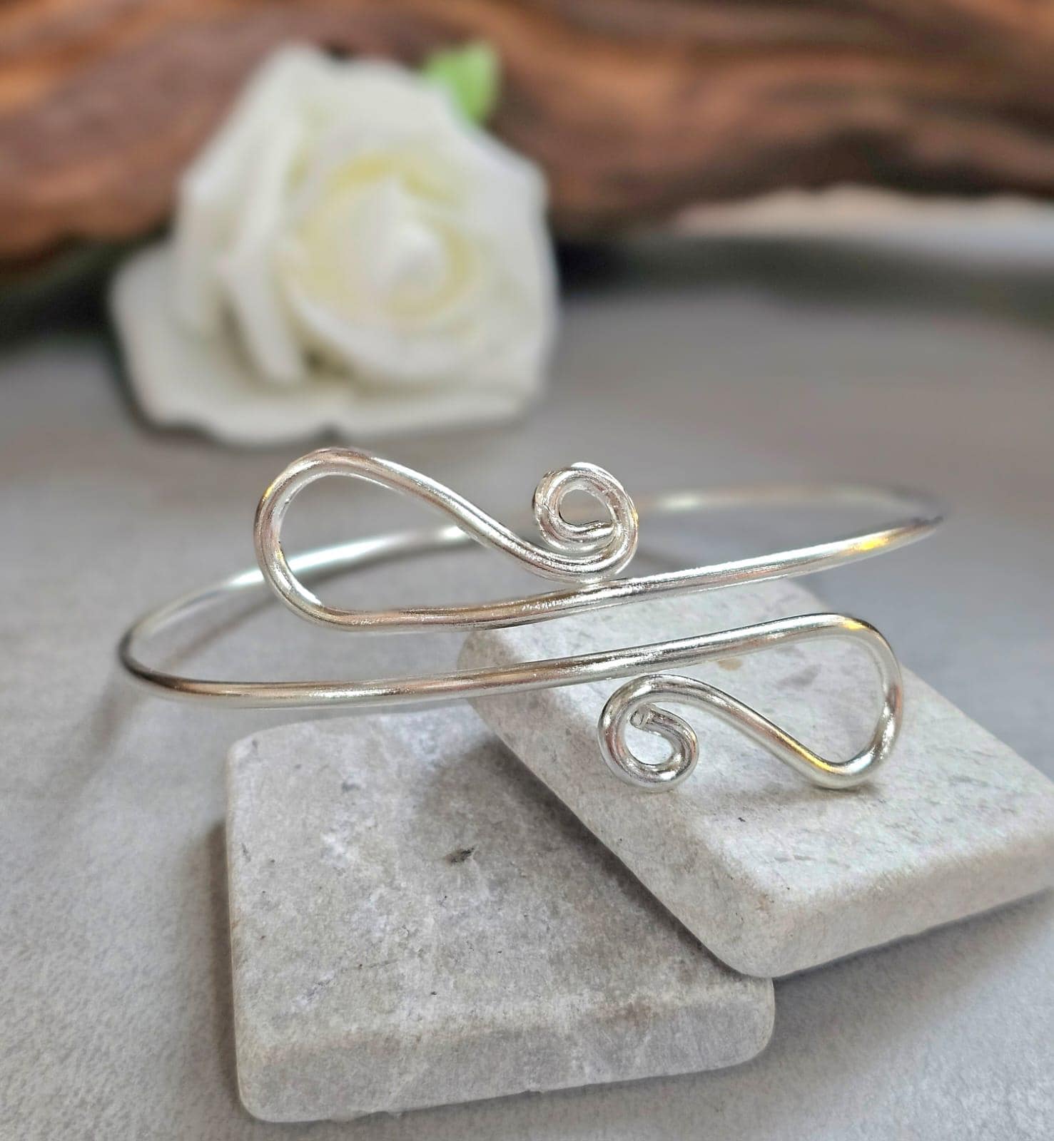 Upper Arm Bracelet Silver Plated, Boho Arm Cuff, Adjustable Armlet, Arm Bracelet, Bohemian Jewellery, Festival Jewellery, Gift for Her