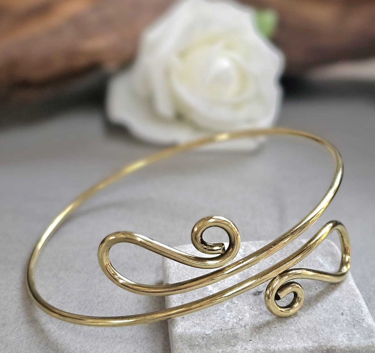 Upper Arm Bracelet Raw Brass, Boho Arm Cuff, Adjustable Brass Armlet,Arm Bracelet, Bohemian Jewellery, Festival Arm Cuff, Gift for H
