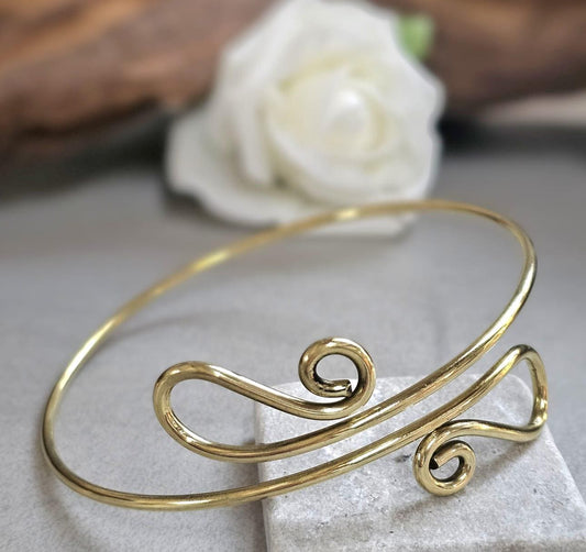 Upper Arm Bracelet Raw Brass, Boho Arm Cuff, Adjustable Brass Armlet,Arm Bracelet, Bohemian Jewellery, Festival Arm Cuff, Gift for H