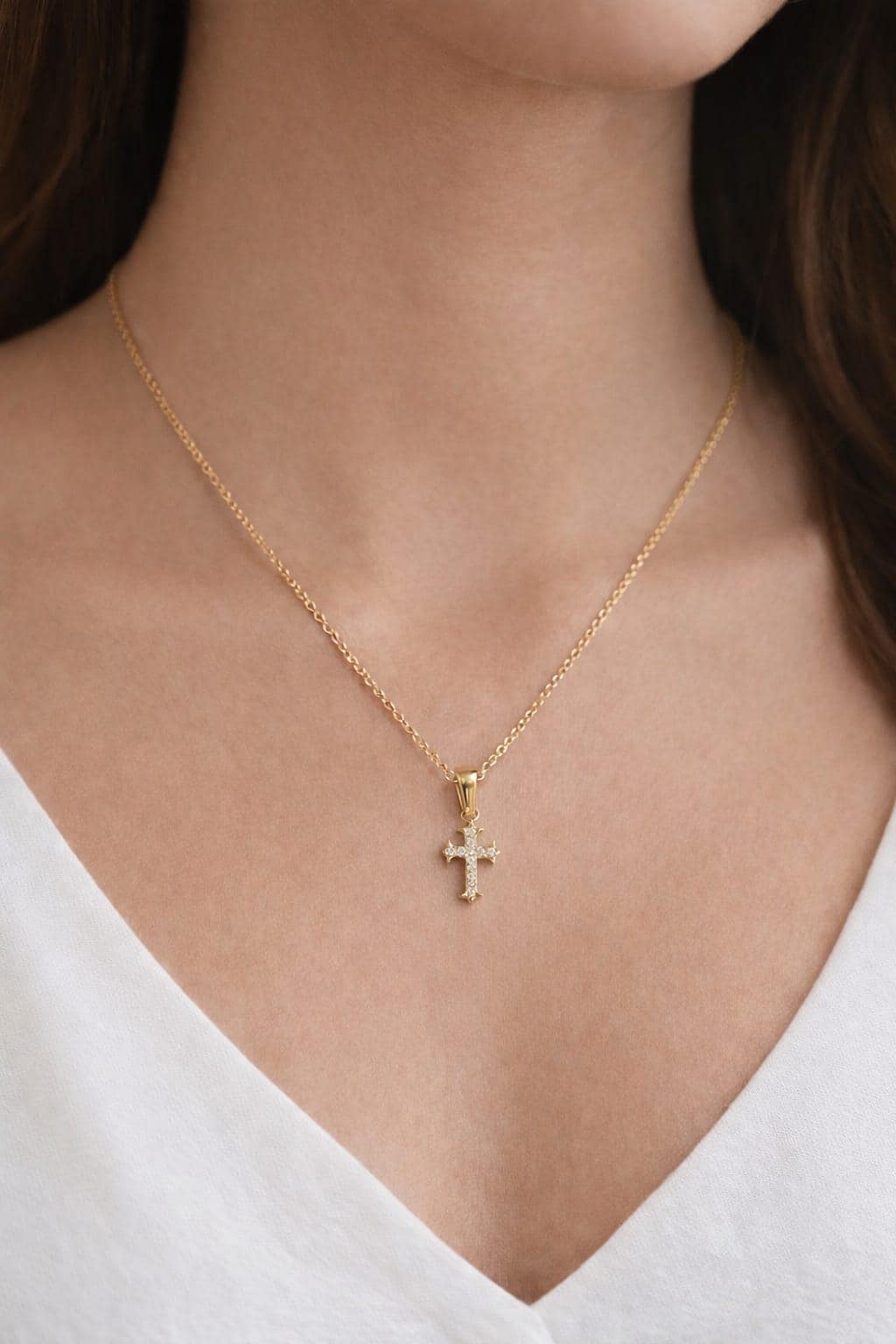 Gold Cross Necklace 18K Gold Plated, Jesus Cross Necklace, Faith Necklace, Christian Jewellery, Dainty Cross Pendant, Religious Gift for Her