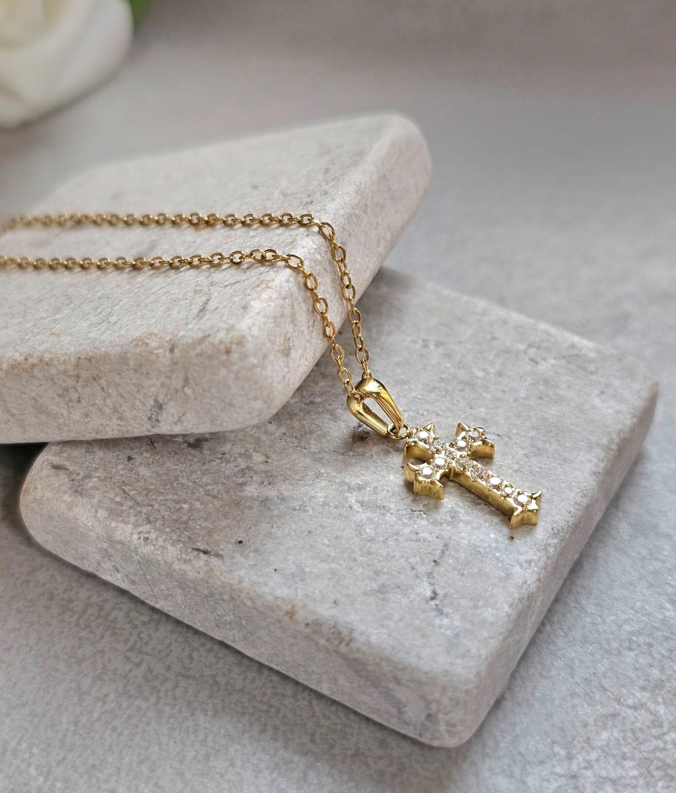 Gold Cross Necklace 18K Gold Plated, Jesus Cross Necklace, Faith Necklace, Christian Jewellery, Dainty Cross Pendant, Religious Gift for Her