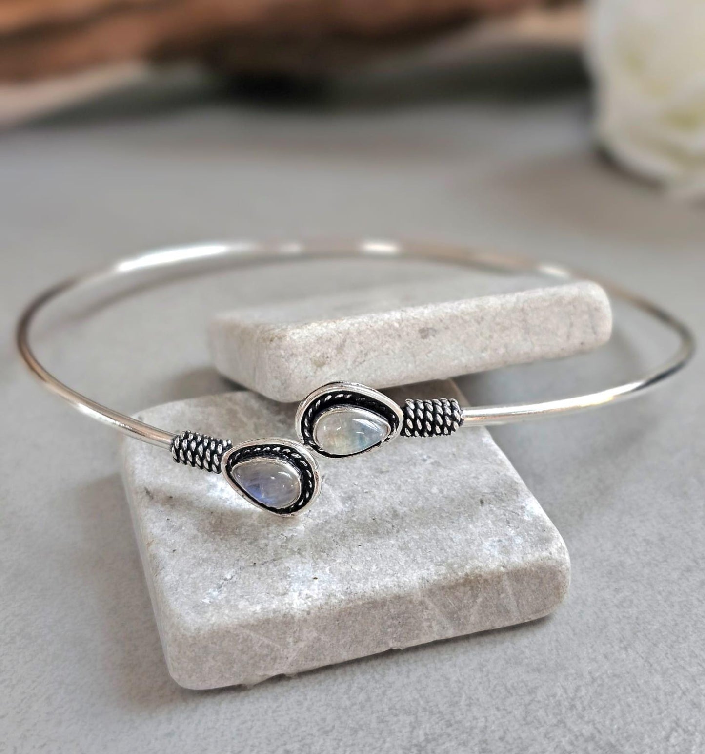 Silver Upper Arm Bracelet, Boho Arm Cuff, Moonstone Armlet, Silver Plated Arm Bracelet, Tribal Arm Cuff, Bohemian Jewellery