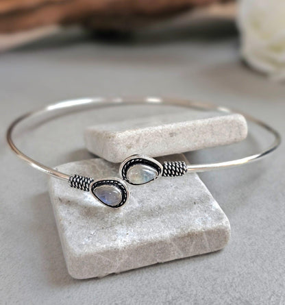 Silver Upper Arm Bracelet, Boho Arm Cuff, Moonstone Armlet, Silver Plated Arm Bracelet, Tribal Arm Cuff, Bohemian Jewellery